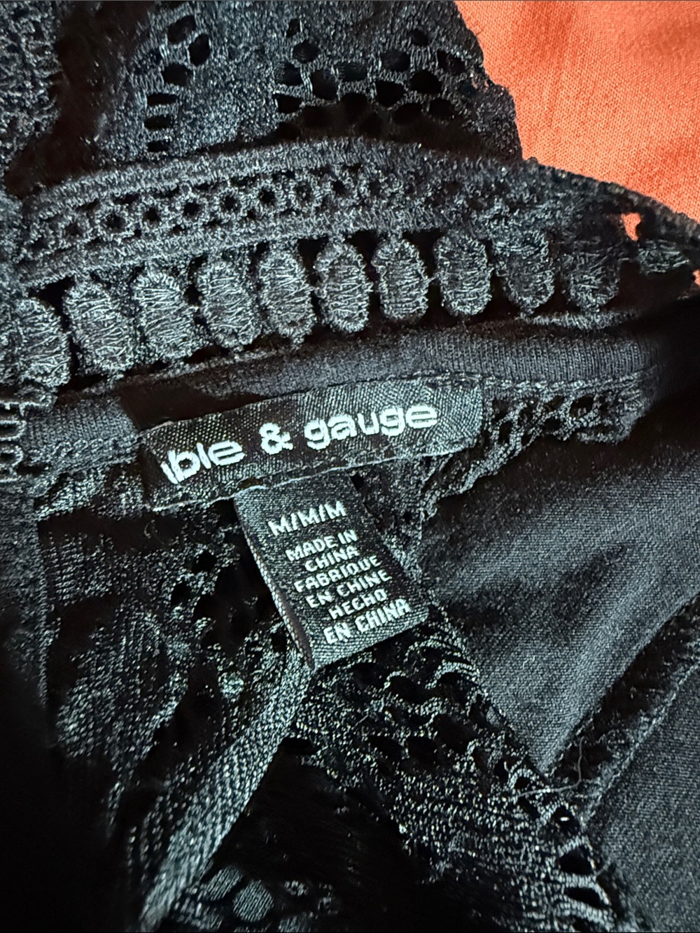 Cable & Gauge Black Crochet Lace Yoke Blouse – Medium - Picture 5 of 8